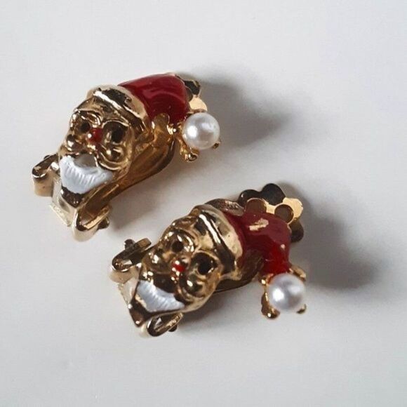 Santa Vintage Clip Earrings - Picture 1 of 7